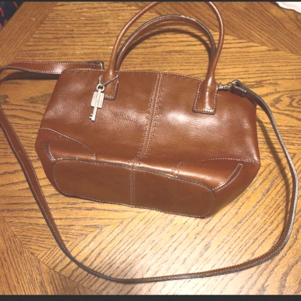 Fossil crossbody handbag Brown leather Long strap